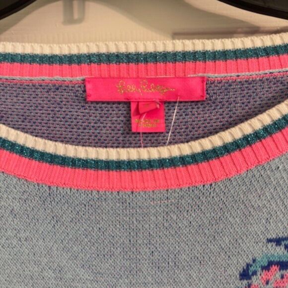 Lilly Pulitzer Vivie Sweater Blue Perfect Match Intarsia Sz S Retail $148 - Picture 4 of 9
